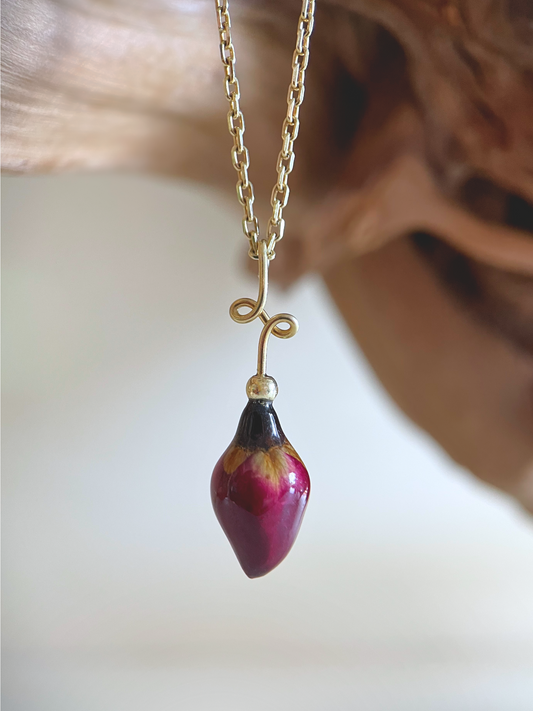 Claret Red Rosebud Necklace