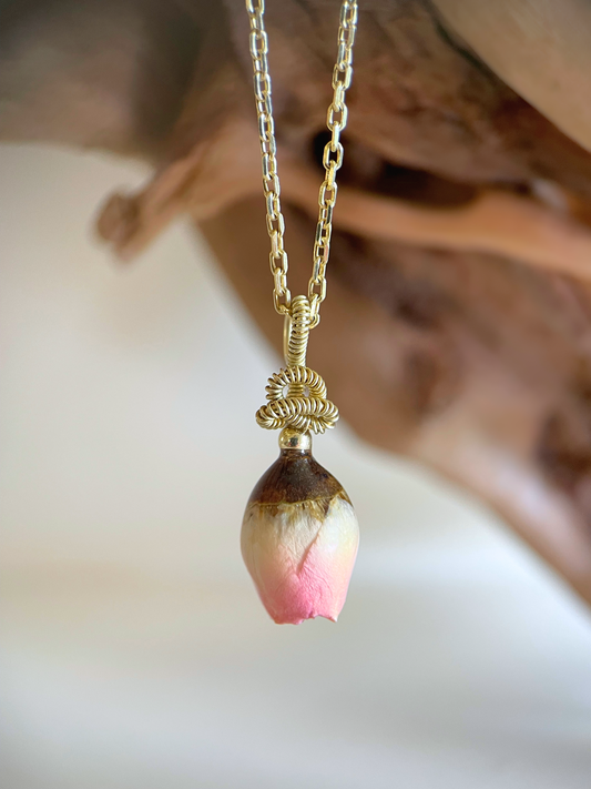 Mini Peach Rose Necklace