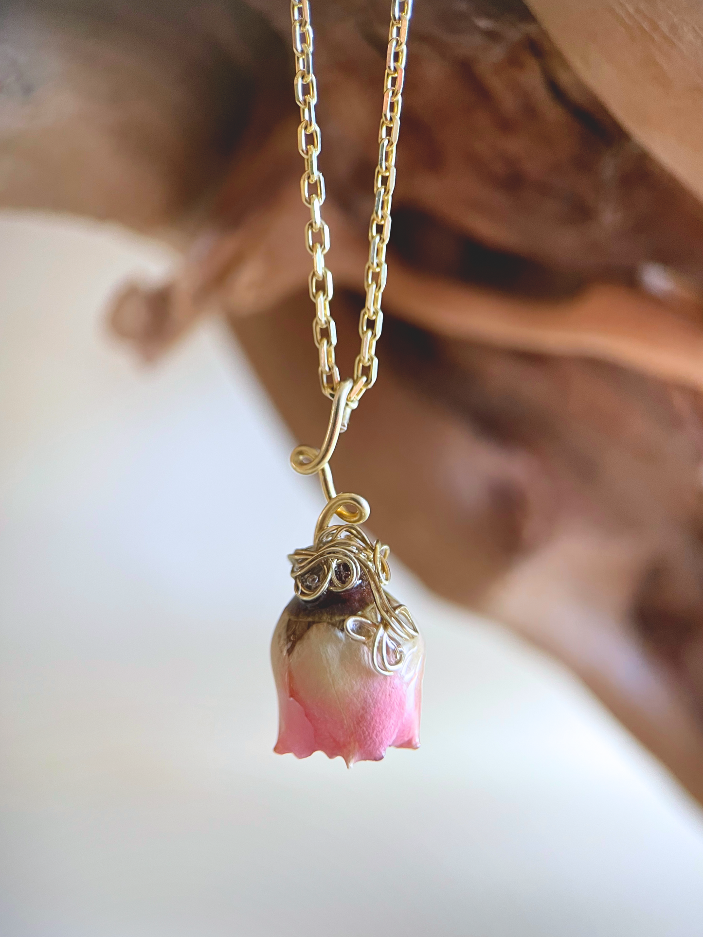 Peach Rose Necklace